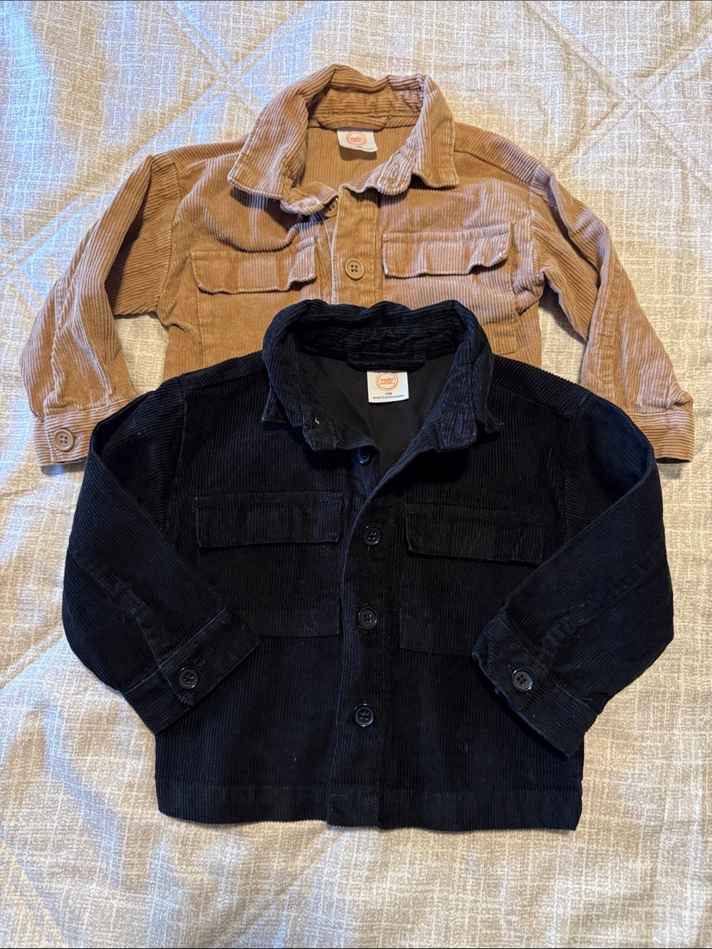 2 corduroy light weight jackets 12 mos.